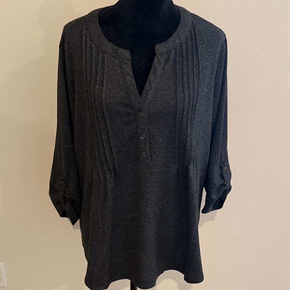 Women's Dark Gray Button-Up Top Size 2X